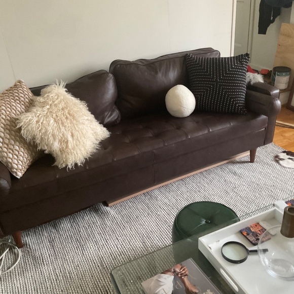 Brown Genuine Leather Couch - Picture 3 of 3